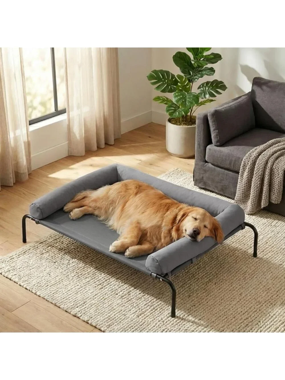 Large Elevated Cooling Dog Bed for Big Dogs - Portable, Chew-Proof
